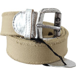 Costume National Beige Cotton Rustic Logo Buckle Belt BEL8025-85