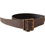 Ermanno Scervino Brown Leather Wide Bronze Buckle Waist Belt BEL8107-60