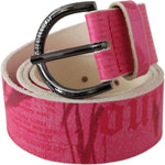 John Galliano Pink Leather Letter Logo Design Round Buckle Belt BEL8159-100