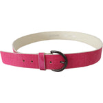 John Galliano Pink Leather Letter Logo Design Round Buckle Belt BEL8159-100
