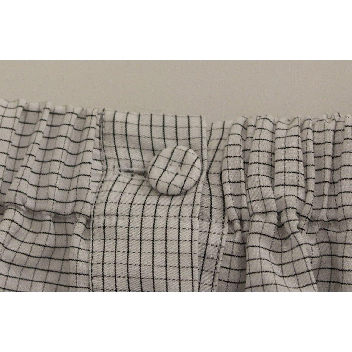 Andrea Incontri White Cotton Checkered Stretch Skirt GSS10708-2