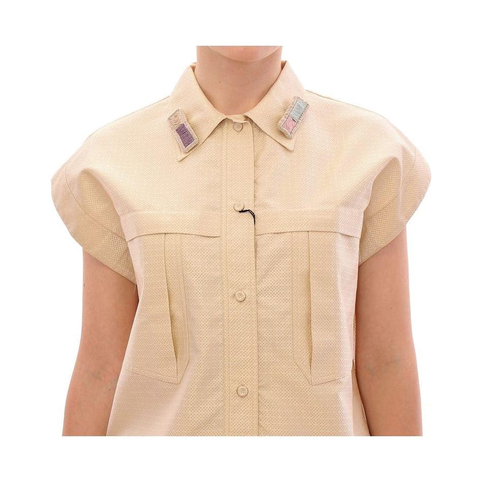 Andrea Incontri Beige Sleeveless Blouse Top GSS10712-3