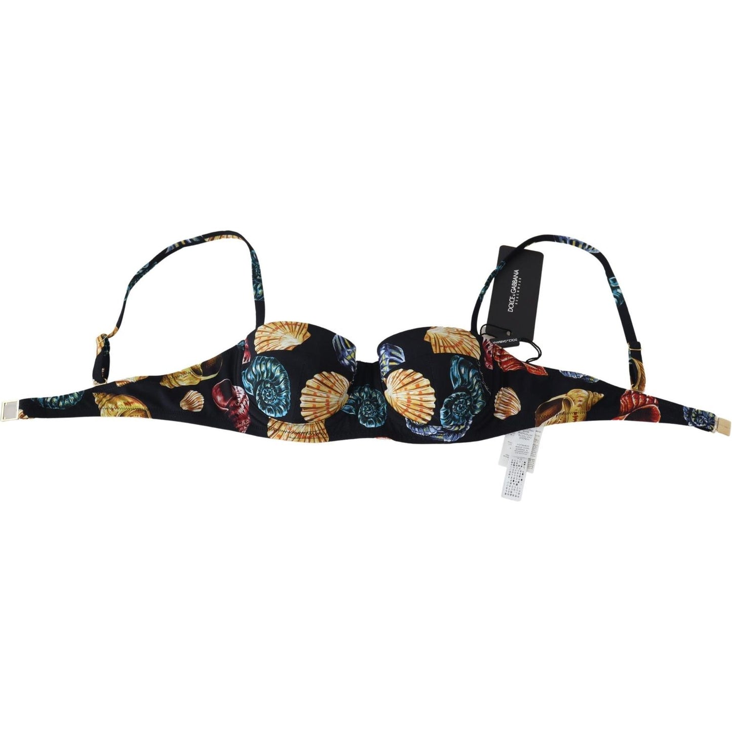 Dolce & Gabbana Black Seashells Print Women Swimwear Bikini Tops BIK1326-IT1