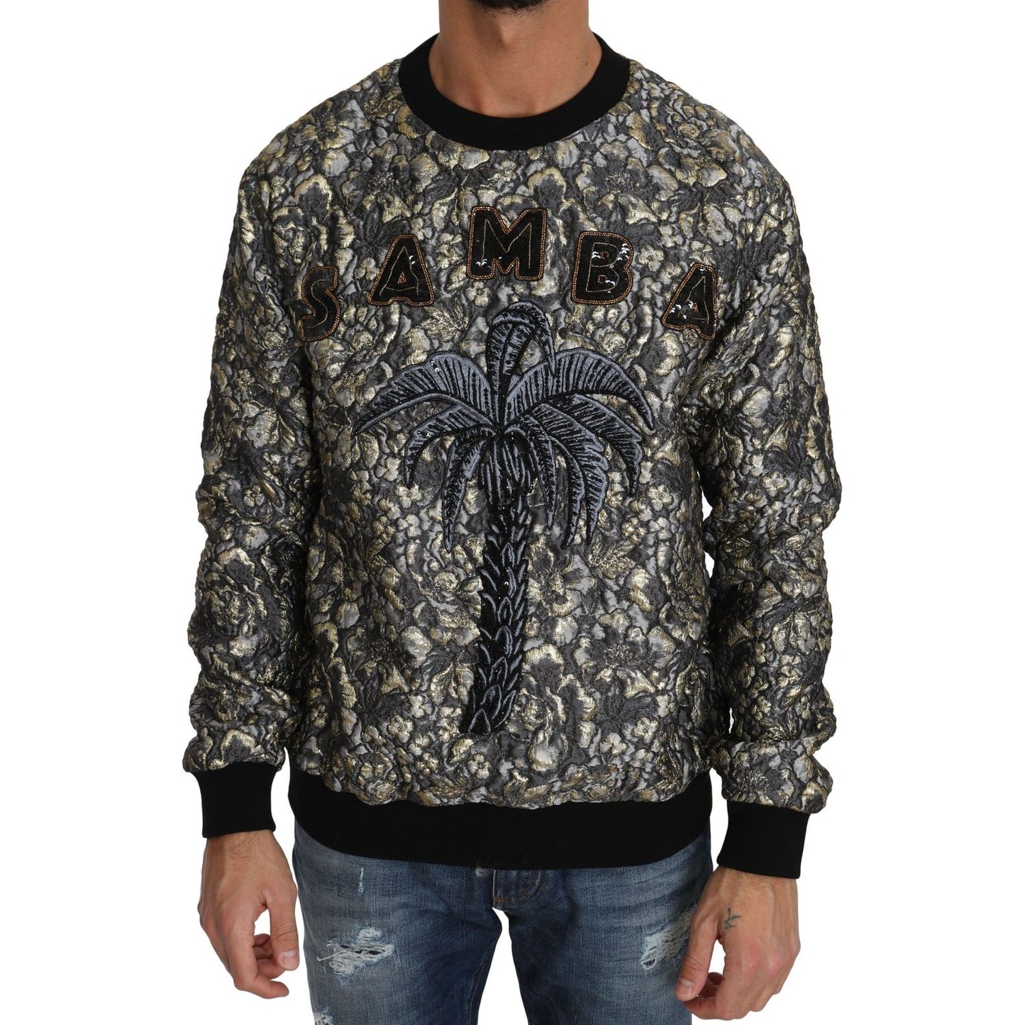 Dolce & Gabbana Multicolor SAMBA Jacquard Palmtree Pullover Sweater TSH2513-46