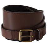PLEIN SUD Brown Wide Leather Rustic Gold Metal Buckle Dark BEL8033-100