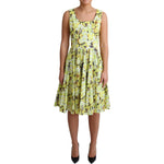 Dolce & Gabbana Yellow Floral Cotton Stretch Gown Dress DR2757-38