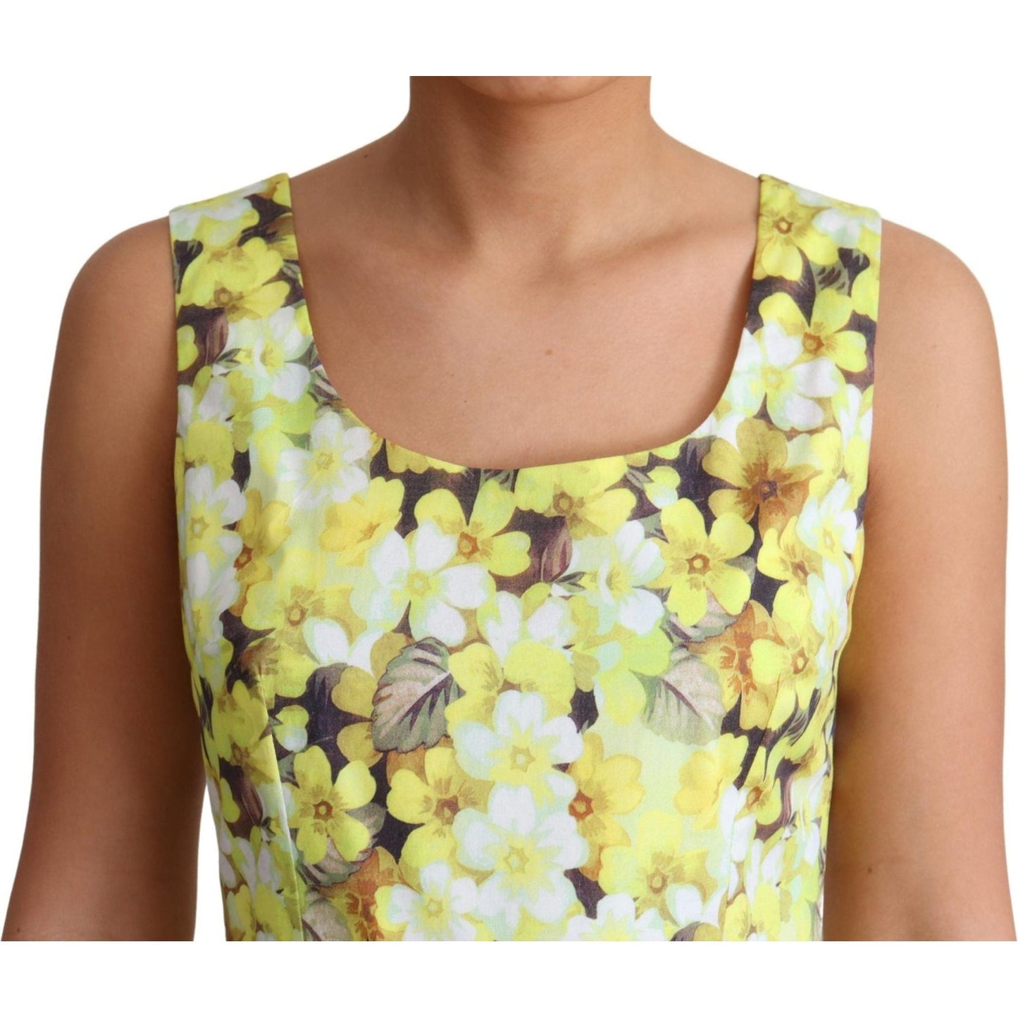 Dolce & Gabbana Yellow Floral Cotton Stretch Gown Dress DR2757-38