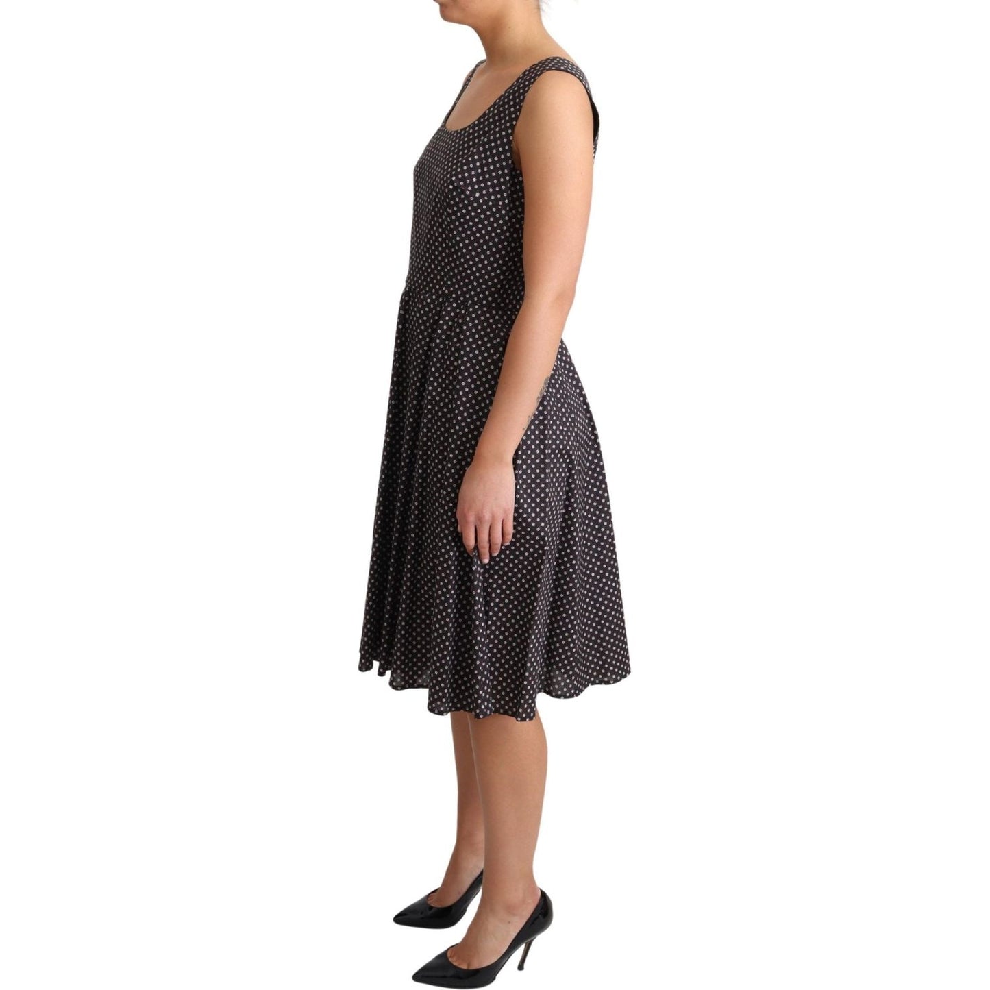 Dolce & Gabbana Black Floral Cotton A-Line Stretch Dress DR2761-40
