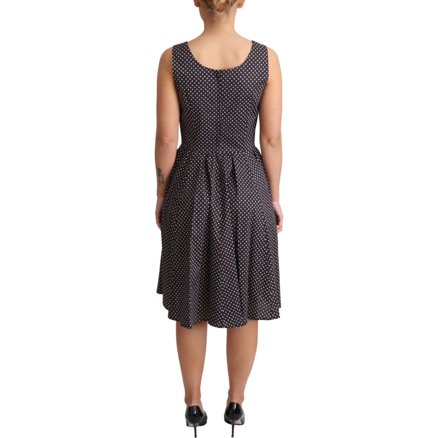 Dolce & Gabbana Black Floral Cotton A-Line Stretch Dress DR2761-40