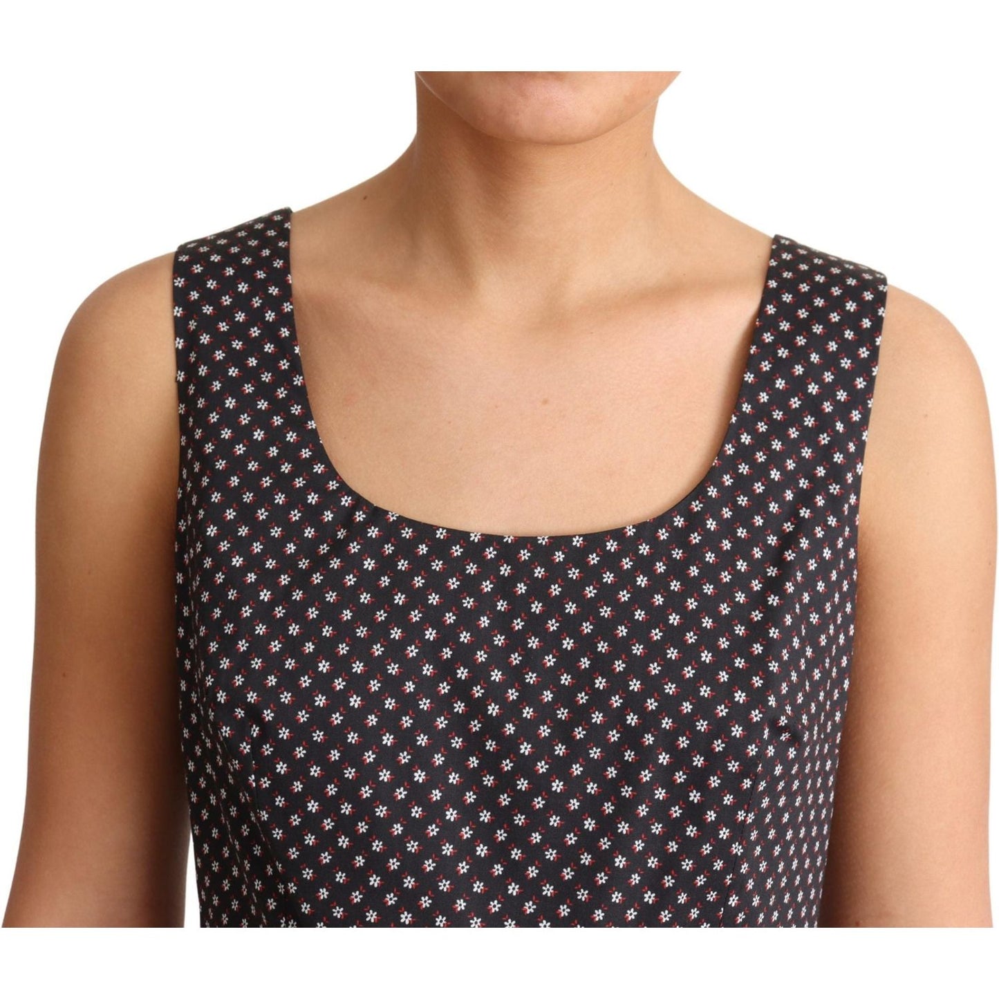 Dolce & Gabbana Black Floral Cotton A-Line Stretch Dress DR2761-40