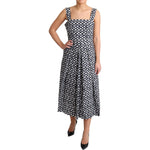 Dolce & Gabbana Blue Geometric Cotton A-Line Gown Dress DR2768-38