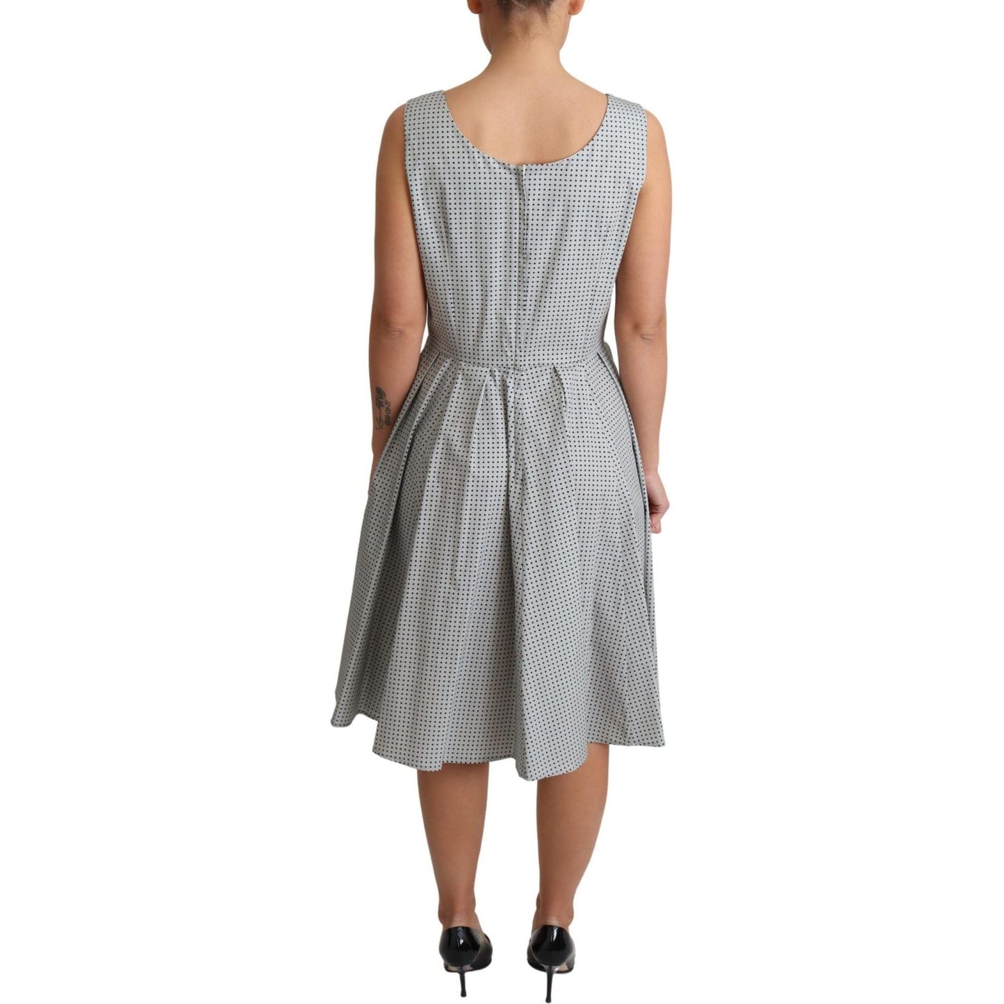 Dolce & Gabbana Gray Polka Dotted Cotton A-Line Dress DR2771-42