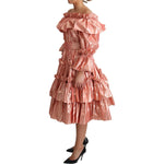 Dolce & Gabbana Pink Ruffled Dress Silk Cotton Gown Dress DR2796-36