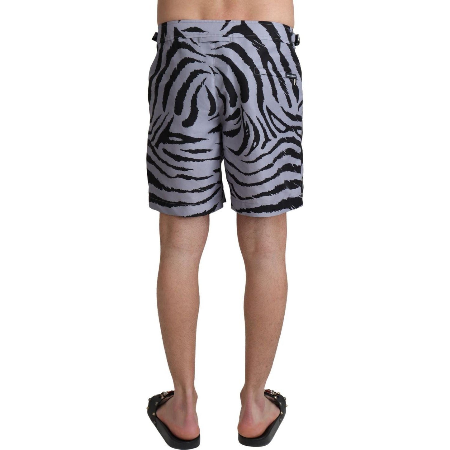 Dolce & Gabbana Gray Zebra Print Beachwear Shorts BIK1096-IT4