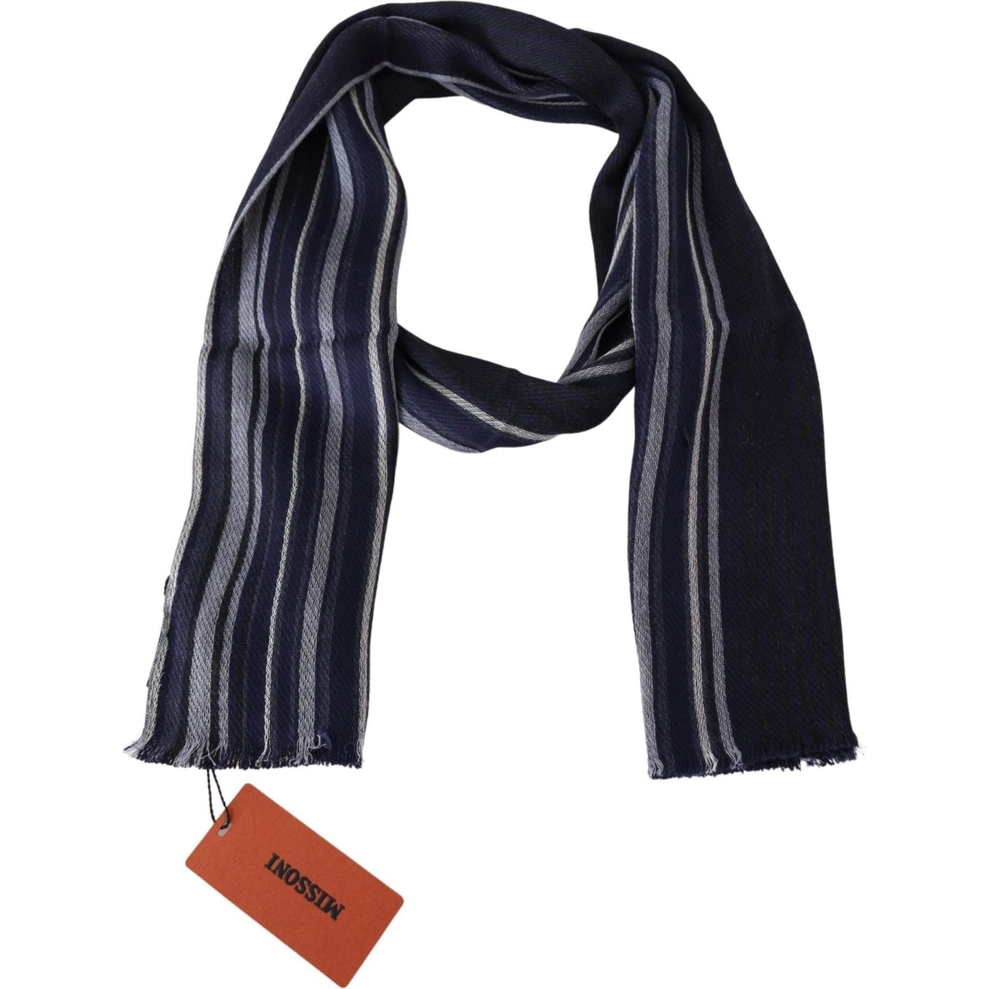 Missoni Multicolor Wool Striped Unisex Wrap Fringes Shawl MS1892BG