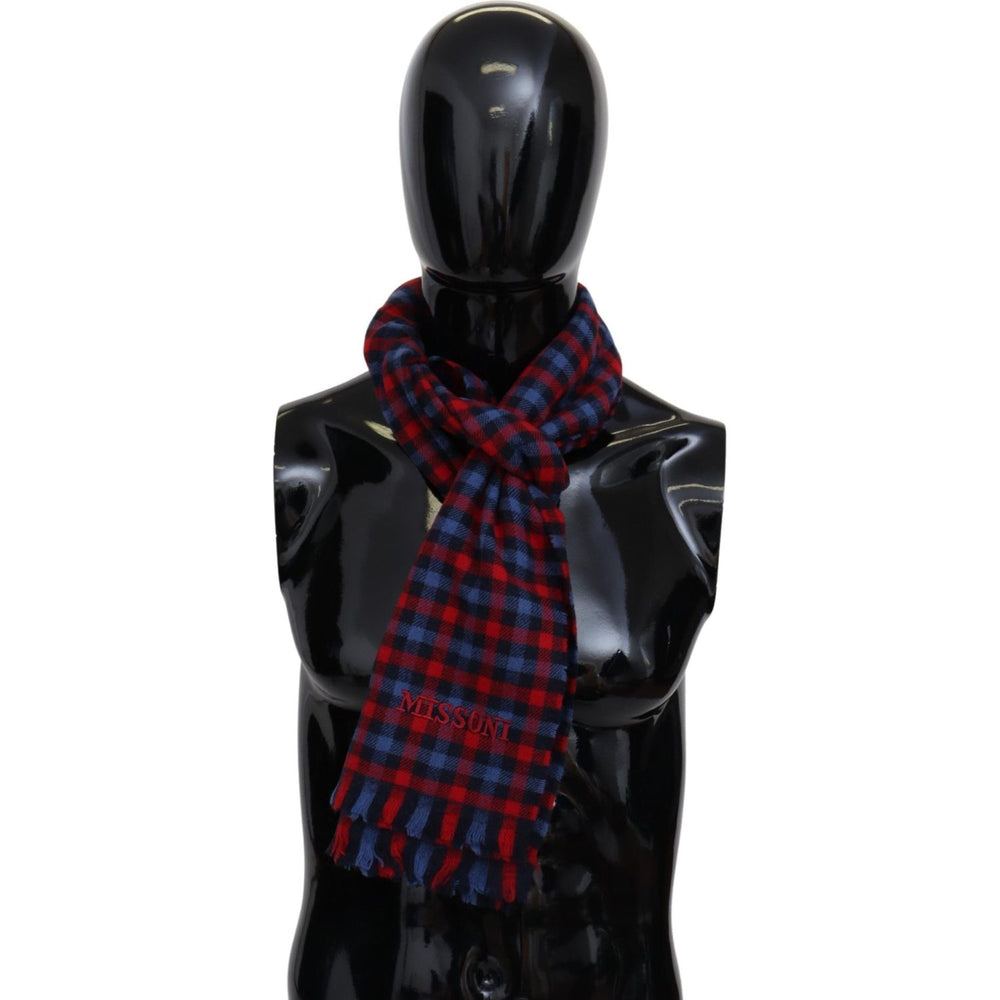 Missoni Multicolor Check Wool Unisex Neck Wrap Shawl MS1920