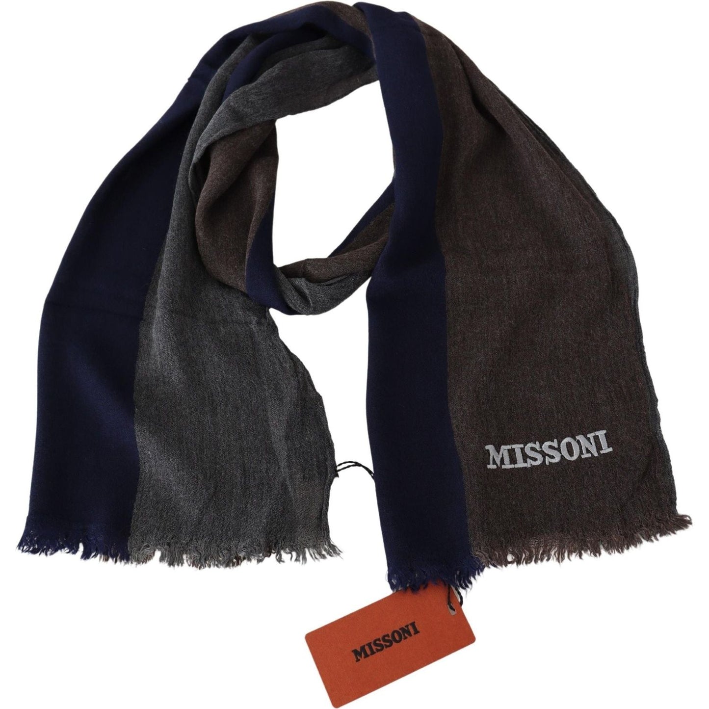 Missoni Multicolor Striped Wool Unisex Wrap Fringes Scarf MS1990BG
