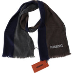 Missoni Multicolor Striped Wool Unisex Wrap Fringes Scarf MS1990BG