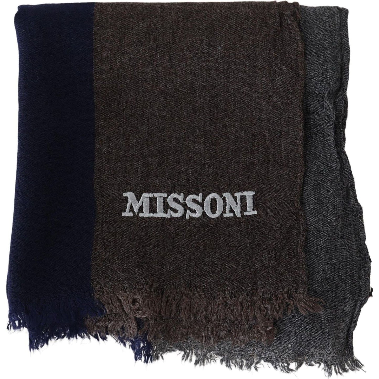 Missoni Multicolor Striped Wool Unisex Wrap Fringes Scarf MS1990BG