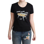 Moschino Black Cotton Come Play 4 Us Print Tops T-shirt TSH5063-40