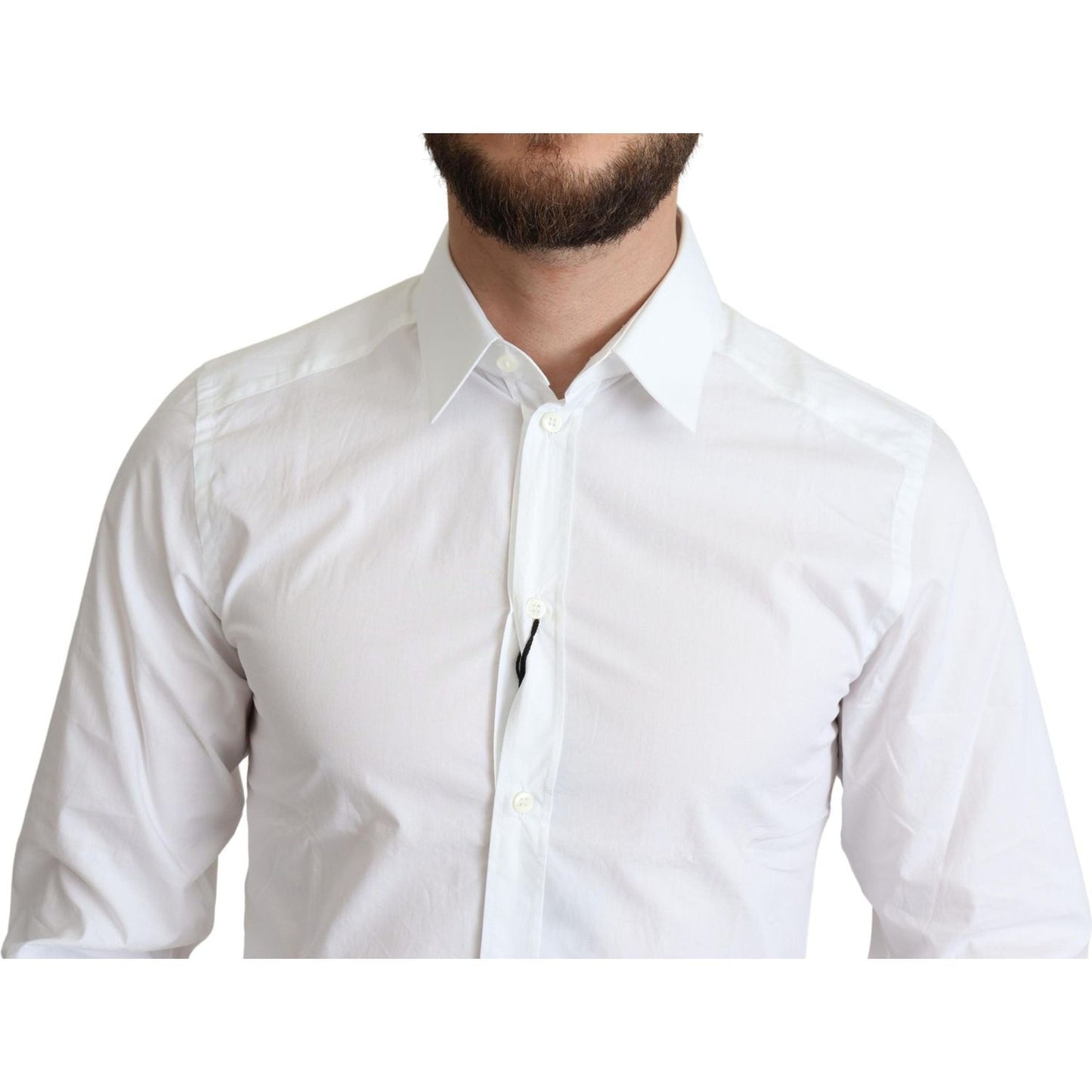 Dolce & Gabbana White Pure Cotton Men Dress Formal Shirt TSH5940 -IT37
