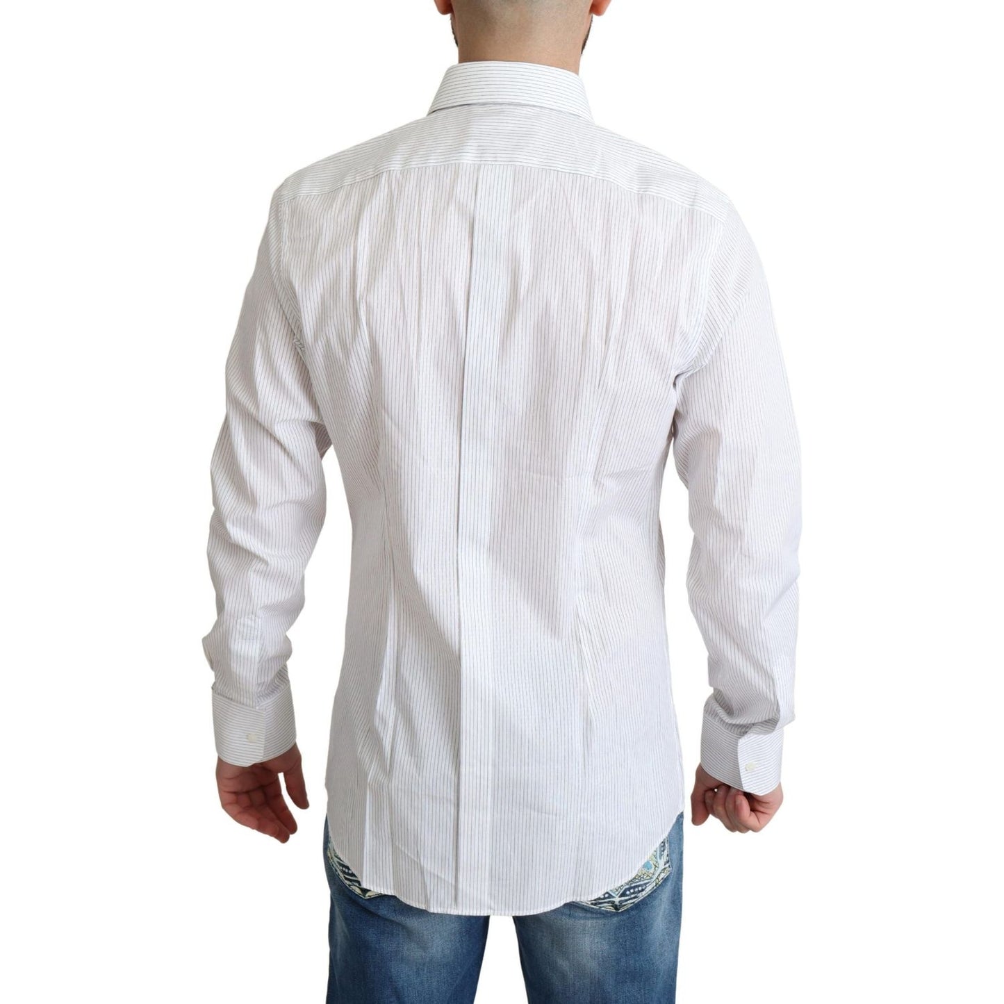 Dolce & Gabbana White Stripes Cotton Formal Dress Shirt TSH6174 -39