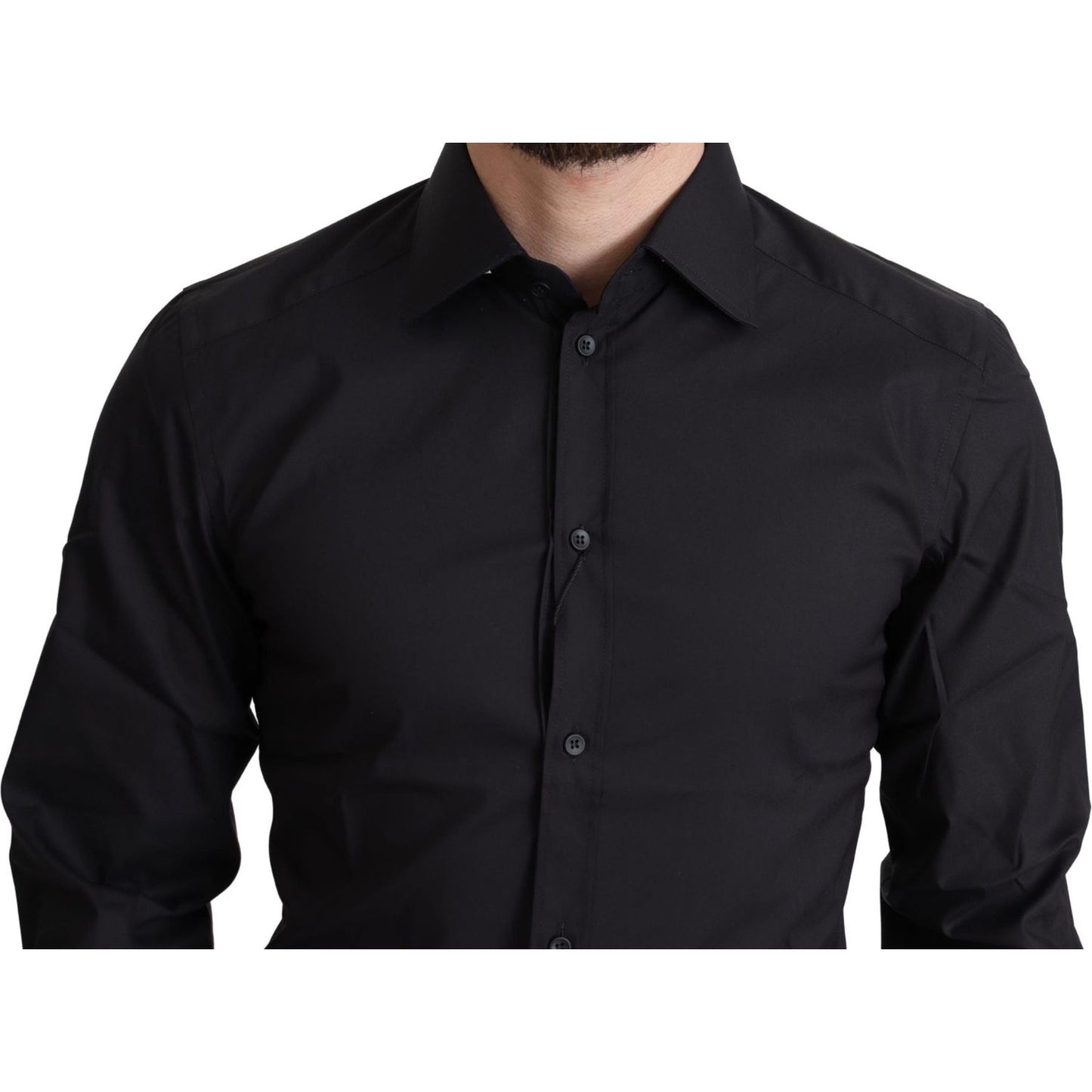 Dolce & Gabbana Black Cotton Blend Formal Dress Shirt TSH6175 -37