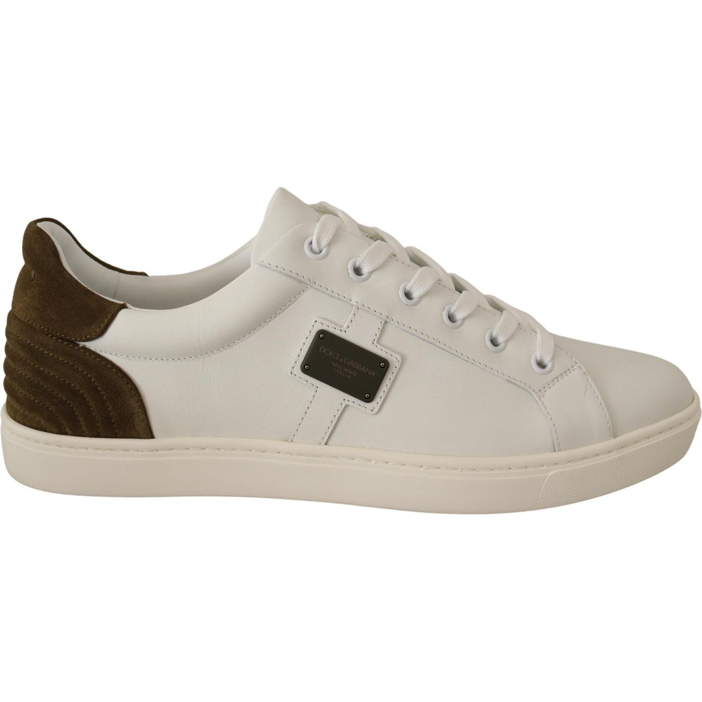 Dolce & Gabbana White Suede Leather Mens Low Tops Sneakers MV3968-39.5