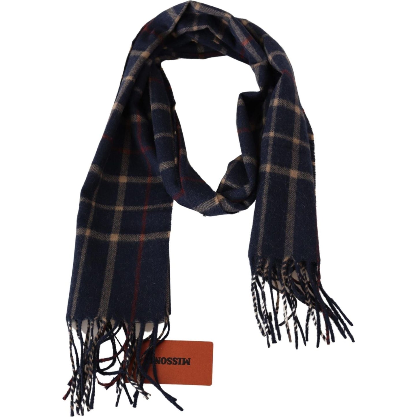 Missoni Black Checkered Unisex Neck Wrap Fringes Scarf MS2123 BG