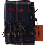 Missoni Black Checkered Unisex Neck Wrap Fringes Scarf MS2123 BG