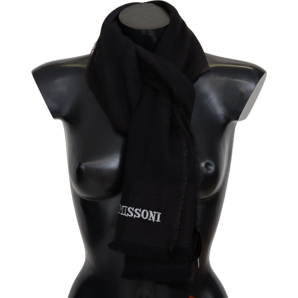 Missoni Black 100% Wool Unisex Neck Wrap Scarf MS2075