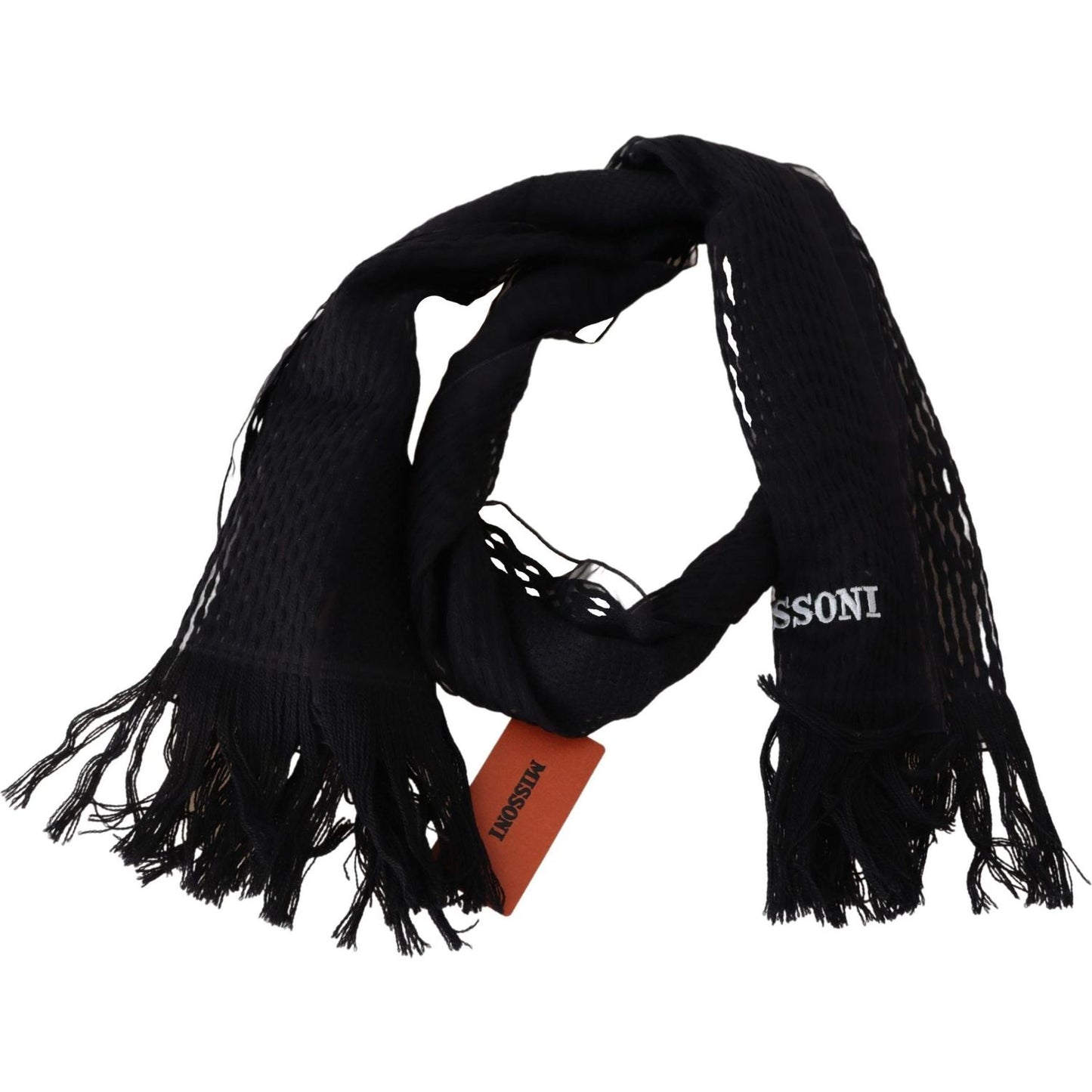 Missoni Black Wool Unisex Neck Warmer Wrap Scarf MS2077