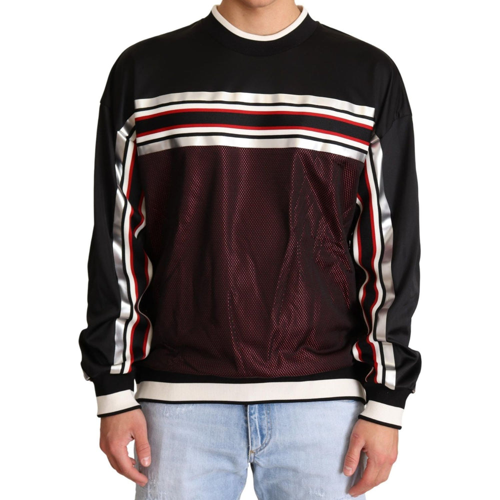 Dolce & Gabbana Black Red Mesh Sport Pullover Crewneck Sweater TSH6395-48