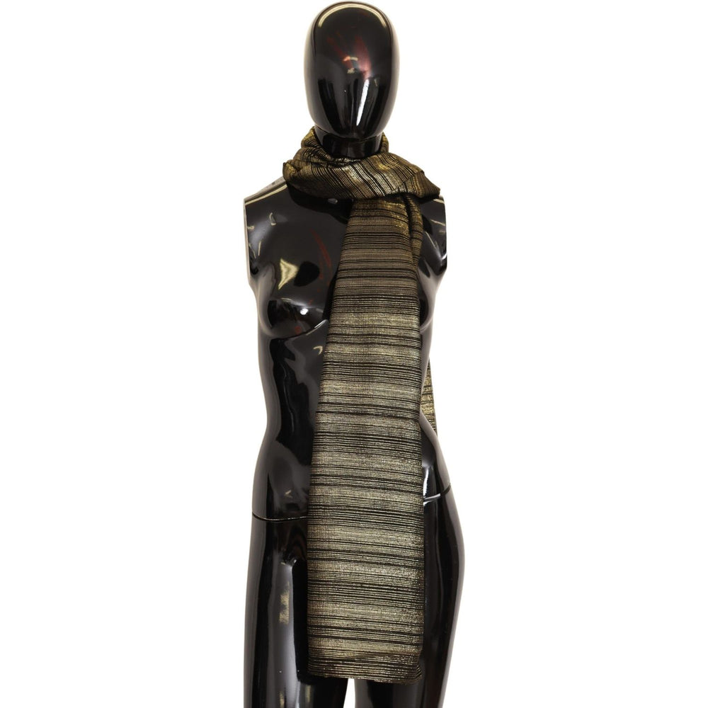 Dolce & Gabbana Metallic Gold Silk Stretch Shawl Wrap Scarf MS2157 BG