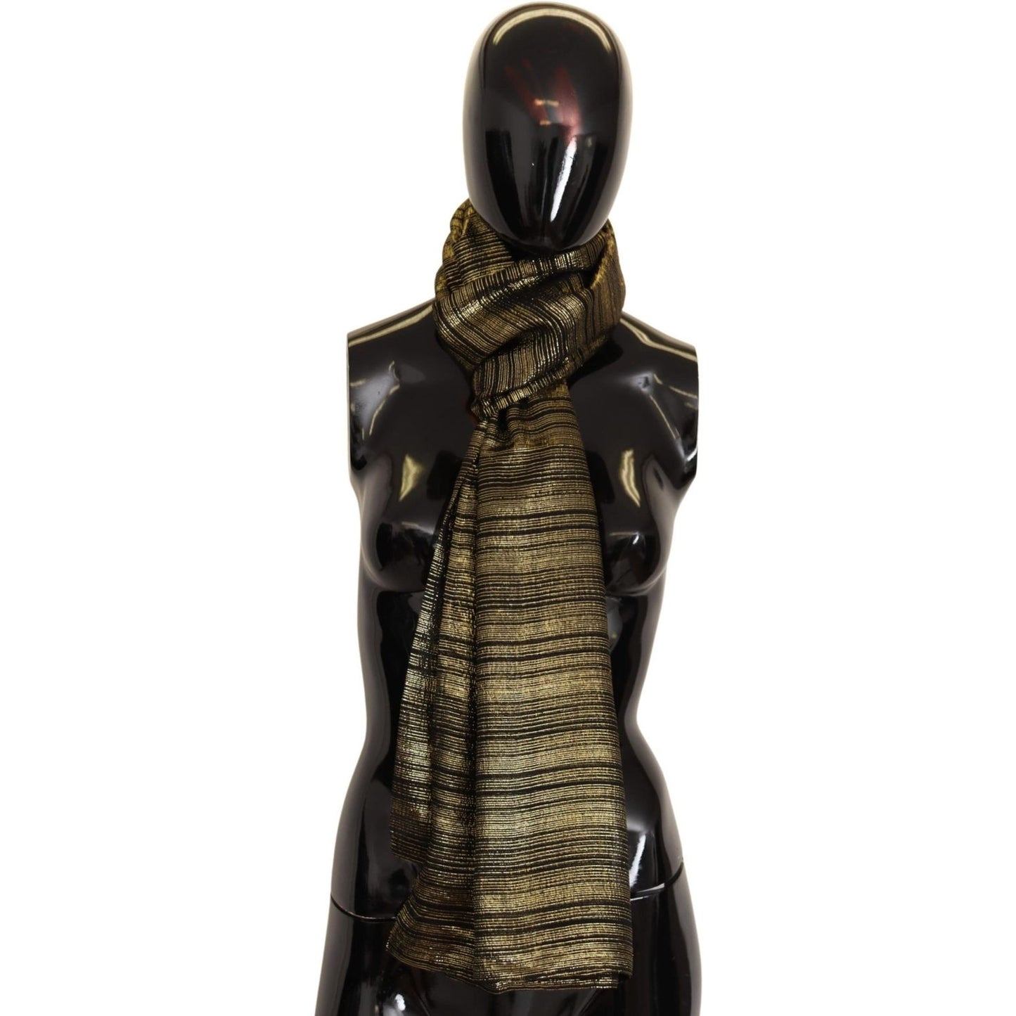 Dolce & Gabbana Metallic Gold Silk Stretch Shawl Wrap Scarf MS2157 BG