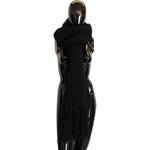 Dolce & Gabbana Black Virgin Wool Knitted Wrap Shawl Scarf MS2316 BG