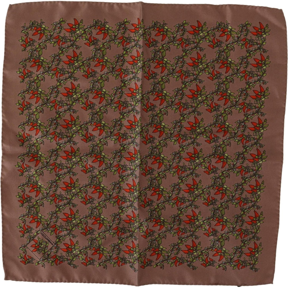 Dolce & Gabbana Brown Carrots Print Silk Handkerchief MS2186