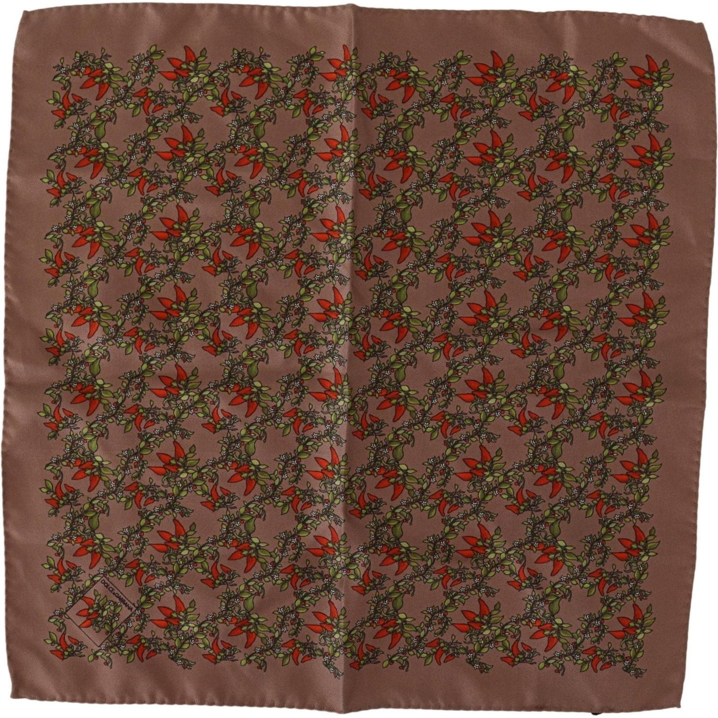 Dolce & Gabbana Brown Carrots Print Silk Handkerchief MS2186