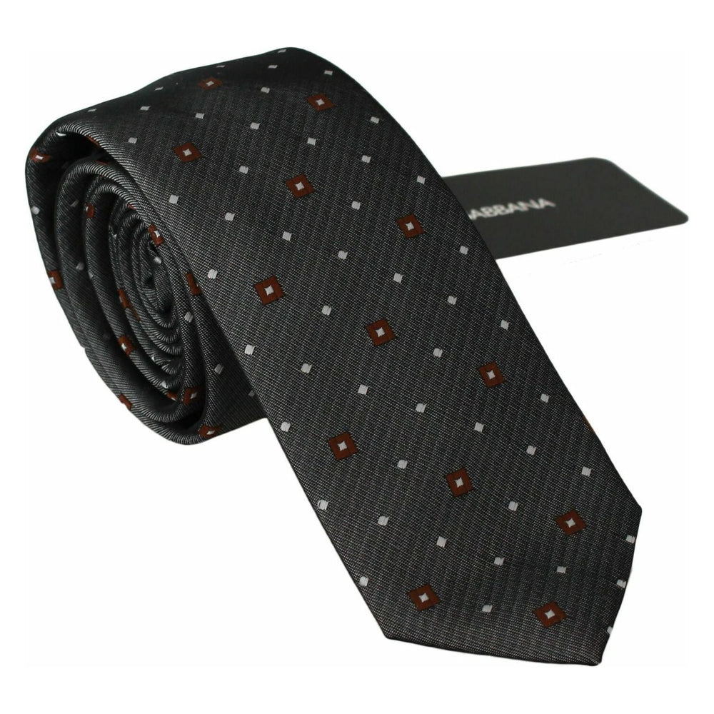 Dolce & Gabbana Gray Patterned Classic Mens Slim Necktie KRA701
