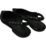 Dolce & Gabbana Black Flats Slingback Charmeuse Shoes LA7152-36