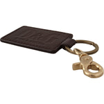 Dolce & Gabbana Brown Leather Logo Metal Ring Hook Keychain SMY100704