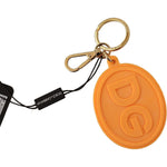 Dolce & Gabbana Orange Rubber DG Logo Gold Brass Metal Keychain SMY100727