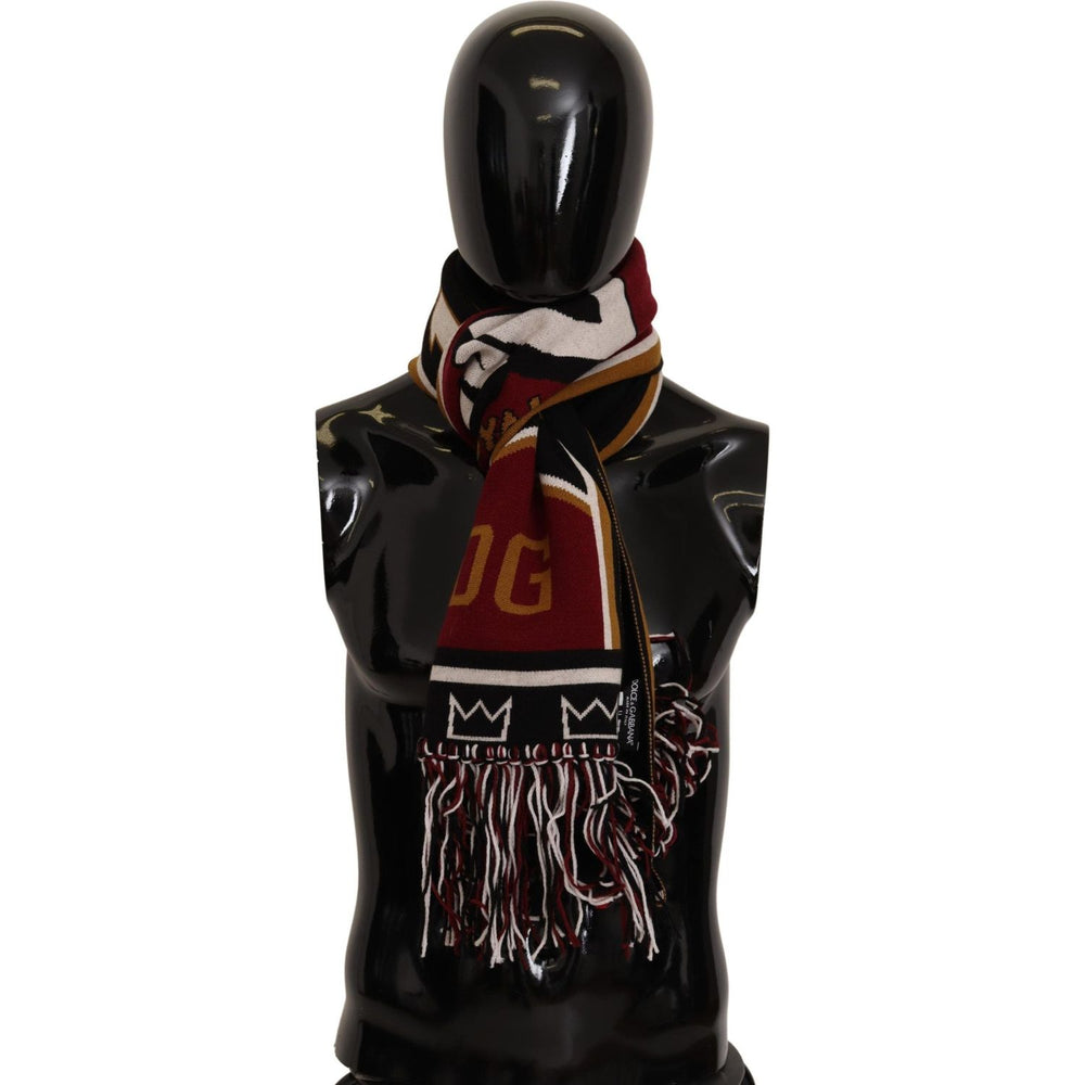 Dolce & Gabbana Multicolor Wool Knit DG King Shawl Wrap Scarf MS2231BG