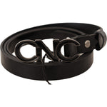 Costume National Black Leather Letter Logo Buckle Belt BEL61011 -85