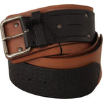 Costume National Black Brown Leather Silver Buckle BEL61047 -85