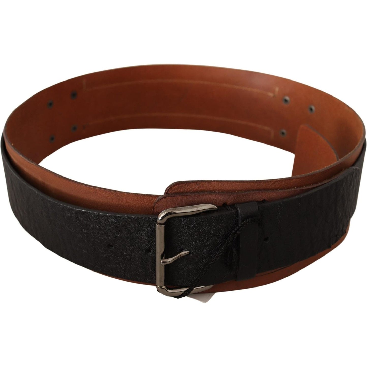 Costume National Black Brown Leather Silver Buckle BEL61047 -85
