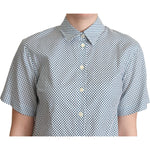Dolce & Gabbana White Blue Polka Dot Cotton Shirt TSH5961 -40