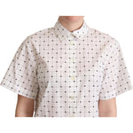 Dolce & Gabbana White Polka Dot Cotton Collared Shirt Top TSH5962 -42