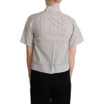 Dolce & Gabbana White Black Striped Collared Shirt TSH5965 -38