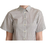 Dolce & Gabbana White Black Striped Collared Shirt TSH5965 -38